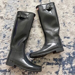 Hunter Classic Tall Boots Wellies Dark Grey Size 8 Waterproof